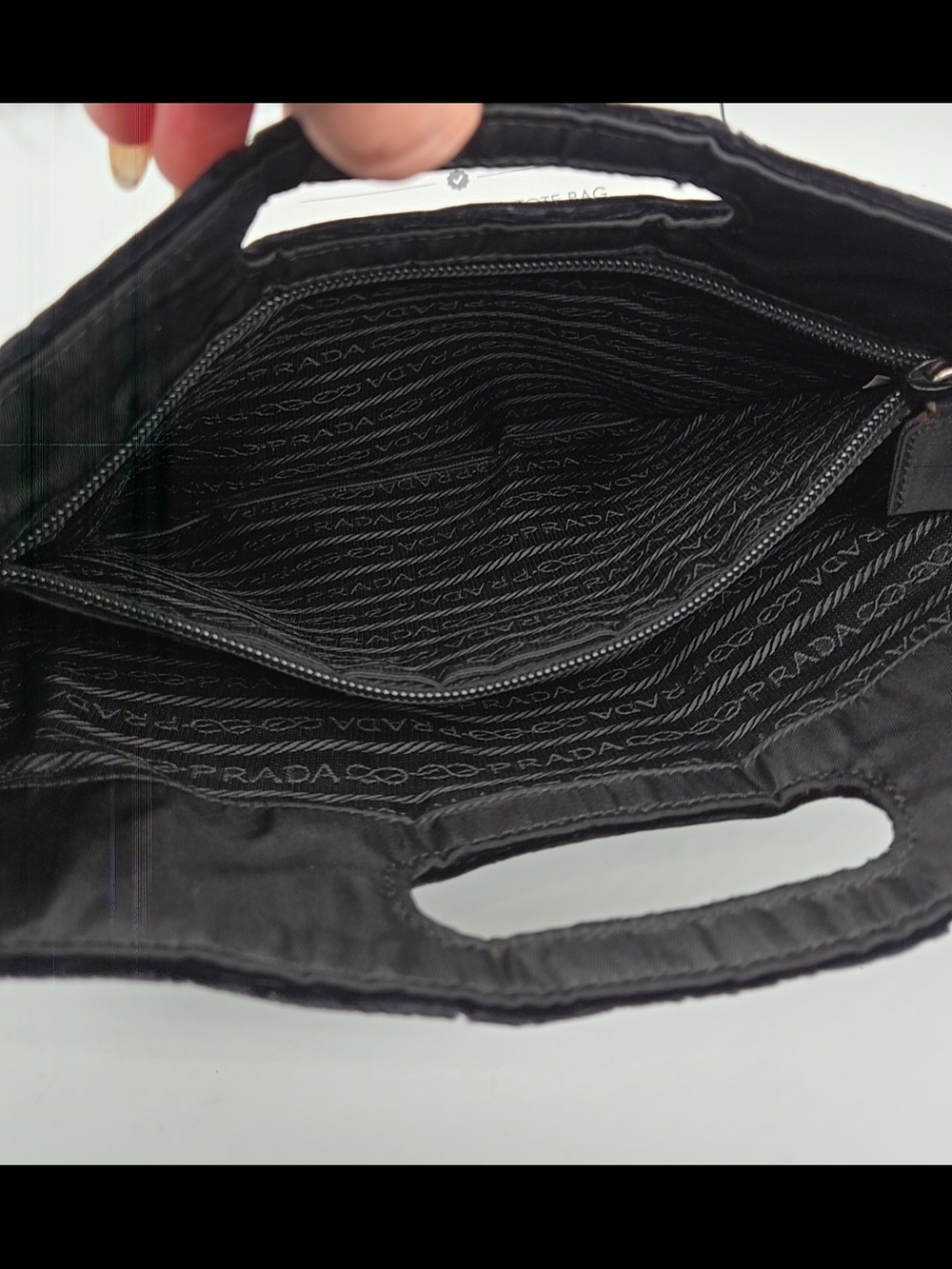 Prada Black Velvet Cutout Handle Tote - Picture 3 of 12